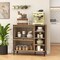 Rustic Shoe Cabinet with Flip-up See-through Doors and Adjustable Shelves-Oak